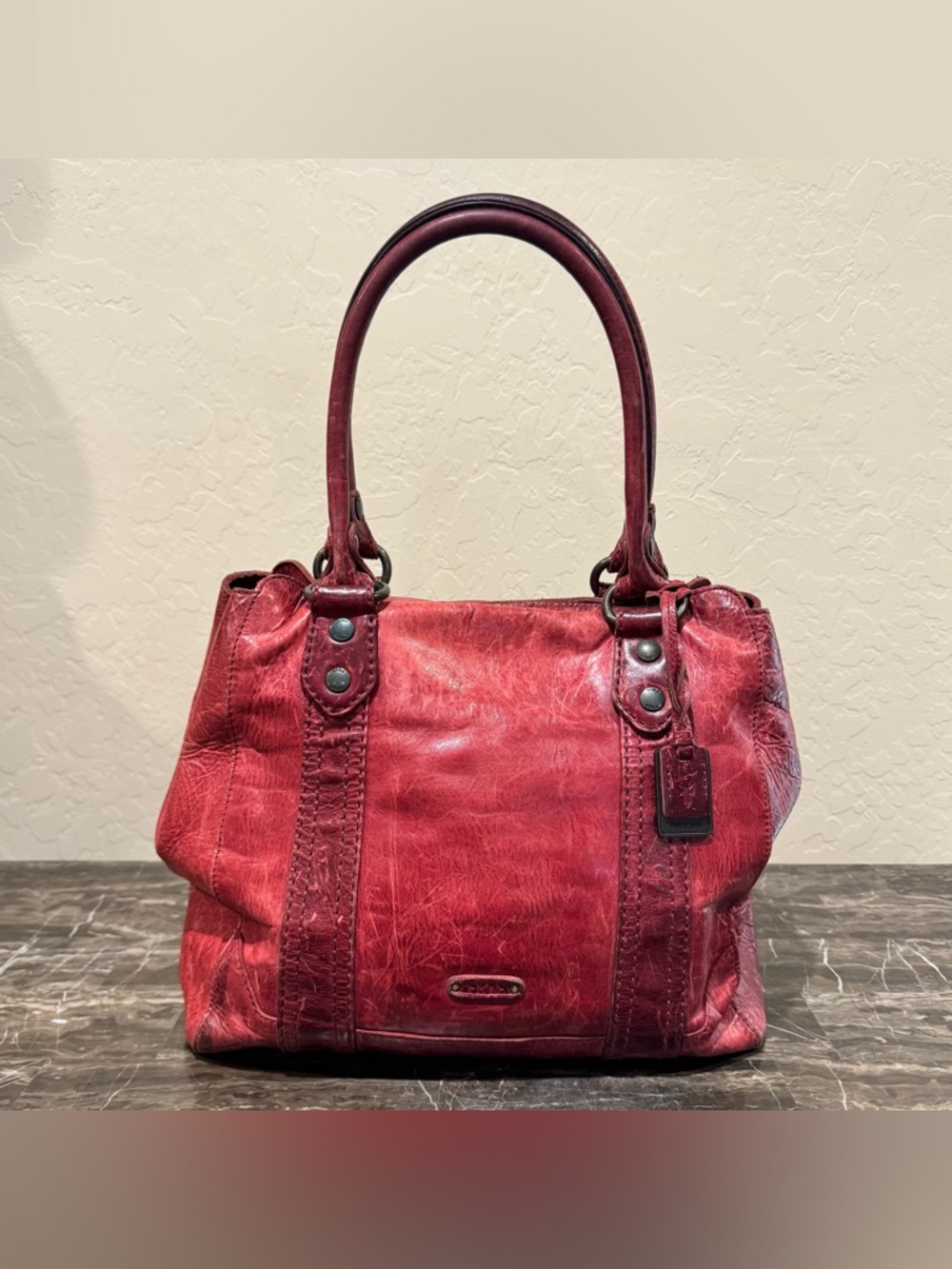 Frye Melissa Red Leather Satchel Shoulder Bag